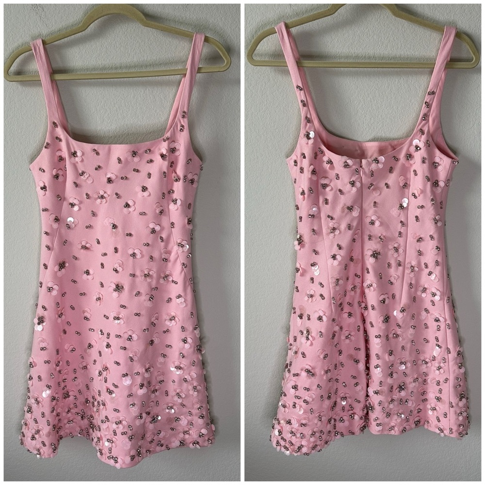 NWT SIMKHAI Ziva Embellished Crepe Mini Dress SZ US 6 - Picture 4 of 10